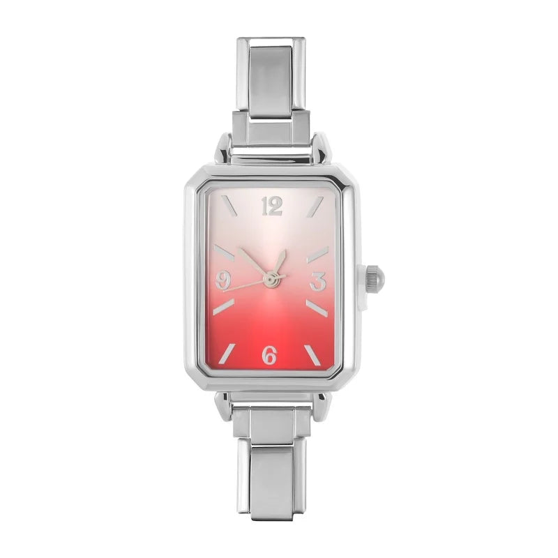 Simple Square Watch Bracelet Fit DIY Italian Charm Stainless Steel