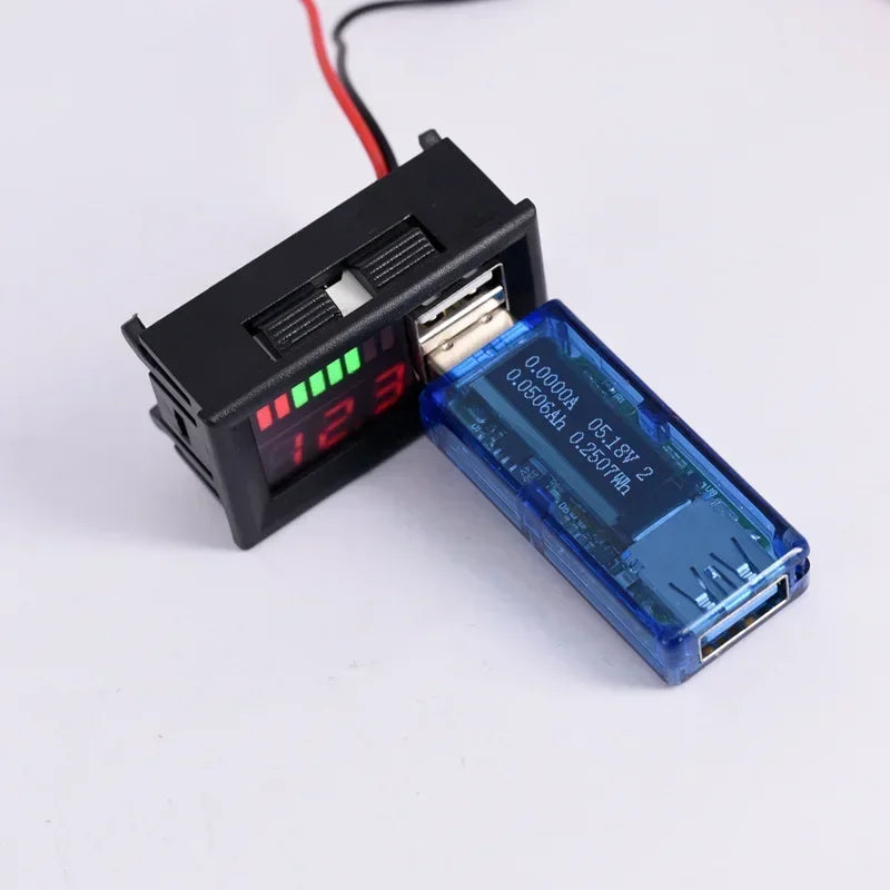 USB 5V 2.4A Car Voltmeter Voltage Meter Panel 12V-24V 3S-7S Lithium Battery Capacity Indicator Power Tester Li-ion Lead acid Qme