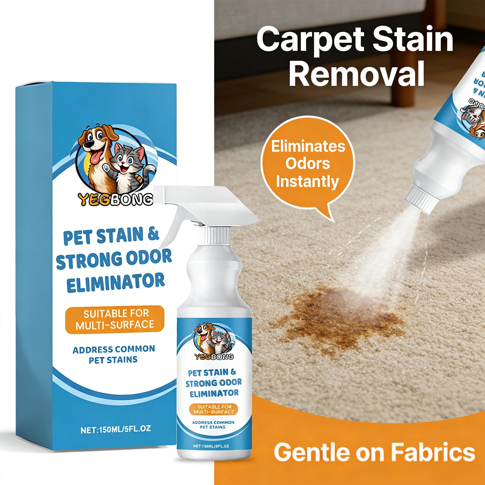 Pet Cleaning Spray Effectively Clean Old Carpet Stain Decompose Pet Stain Eliminate Odor Mild Ingredients Pet Deodorizing Agents Qme