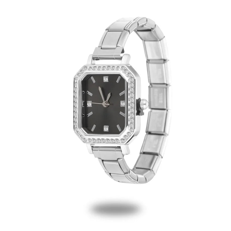 Men Women's Stainless Steel Oval Square Simple Watch Bracelet Bangle