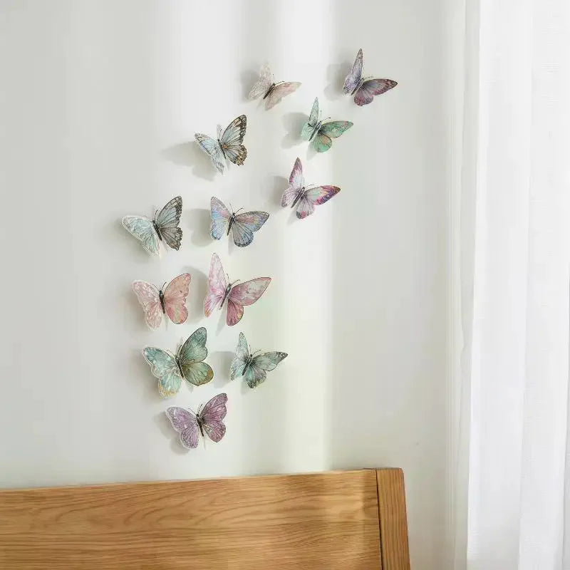 3D Hollow Colorful Butterfly Wall Stickers PET Waterproof Decorative Qme