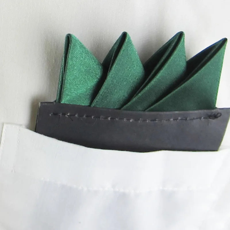 Men's Pre-folded Pocket Square Card Triangles Wedding Groom Party Qme green