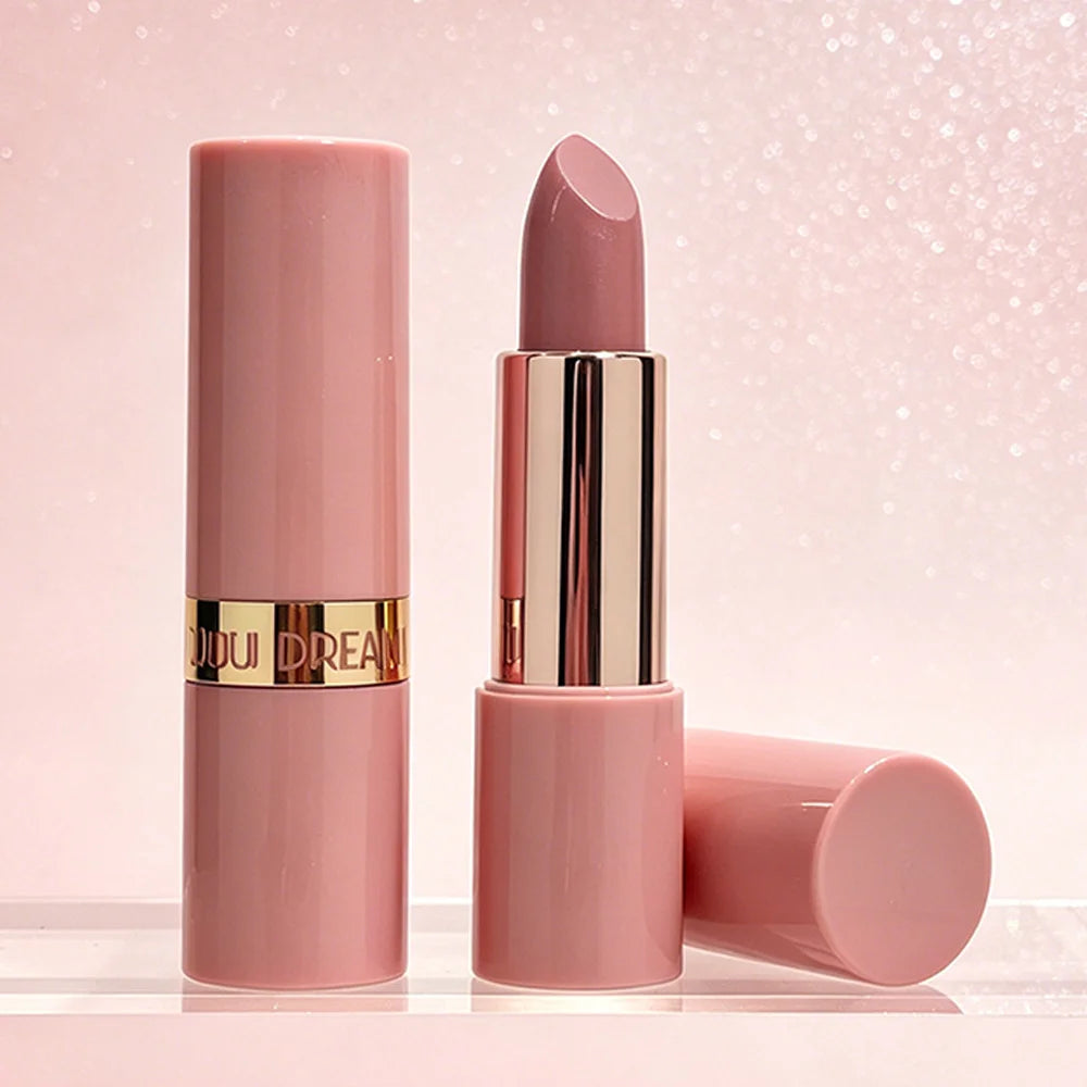 JUJU DREAM Nude Pink Rose Gold Shimmer Lipstick Metallic Glitter Qme