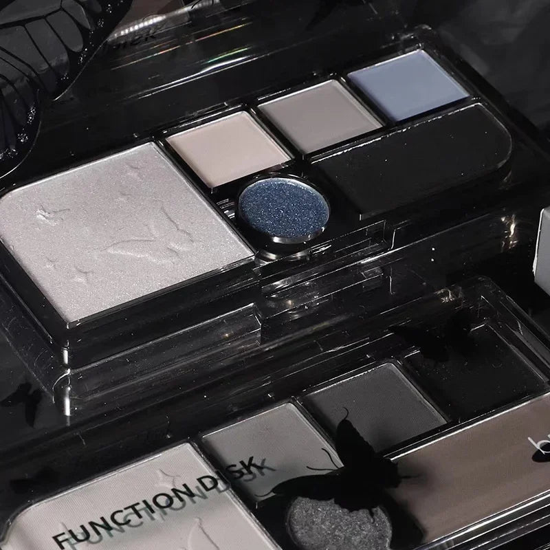 6 Color Black Smokey Eyeshadow Pallets Face Matte Contour Blush Powder All-in-One Makeup Pigments Shimmer Women Cosmetics Korean Qme