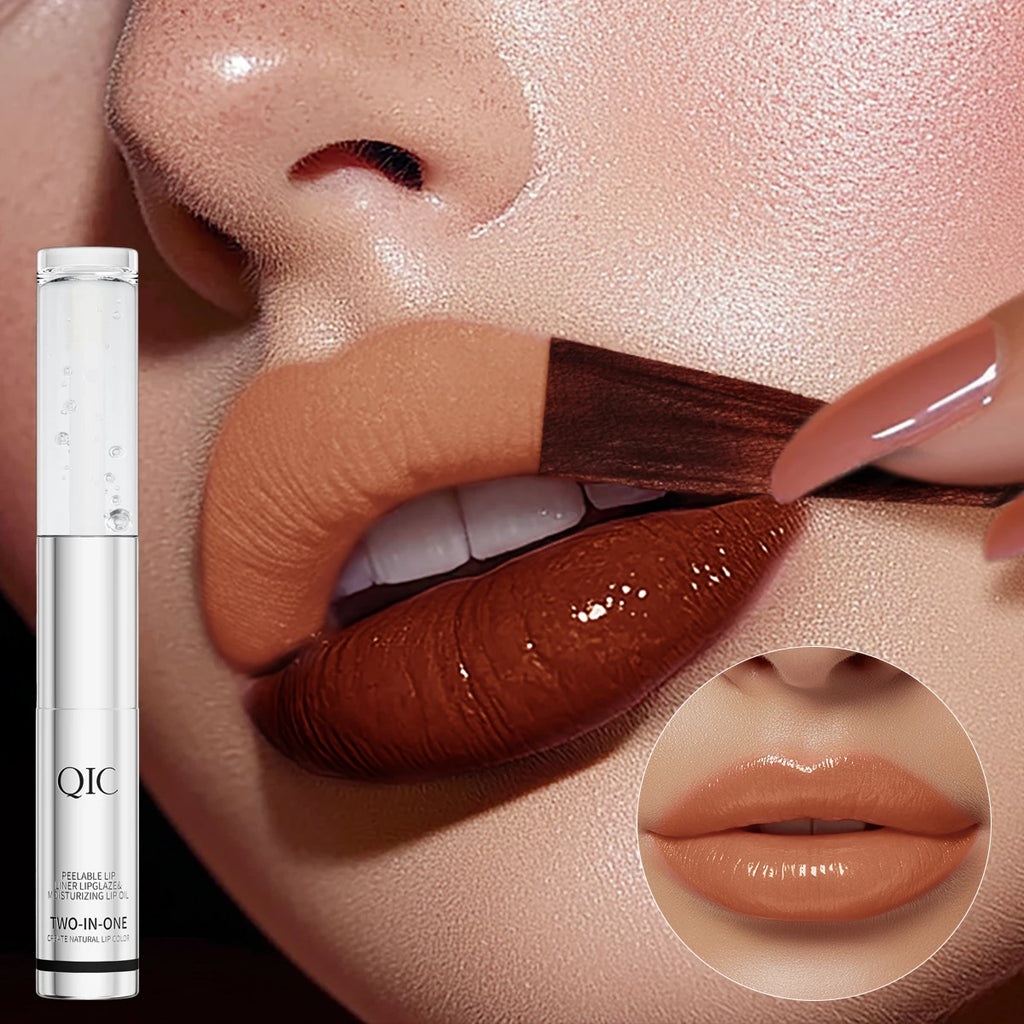 QIC Waterproof Lip Liner Peel Off Tattoo Lipgloss Long Lasting Matte Lip Tint Brown Contour Tear-off Lips Stain Cosmetic Qme