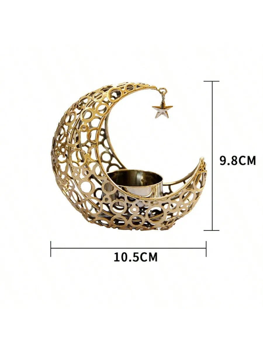 Festival Moon Candlestick Aromatherapy Stove Iron Candle Stand Love Qme golden