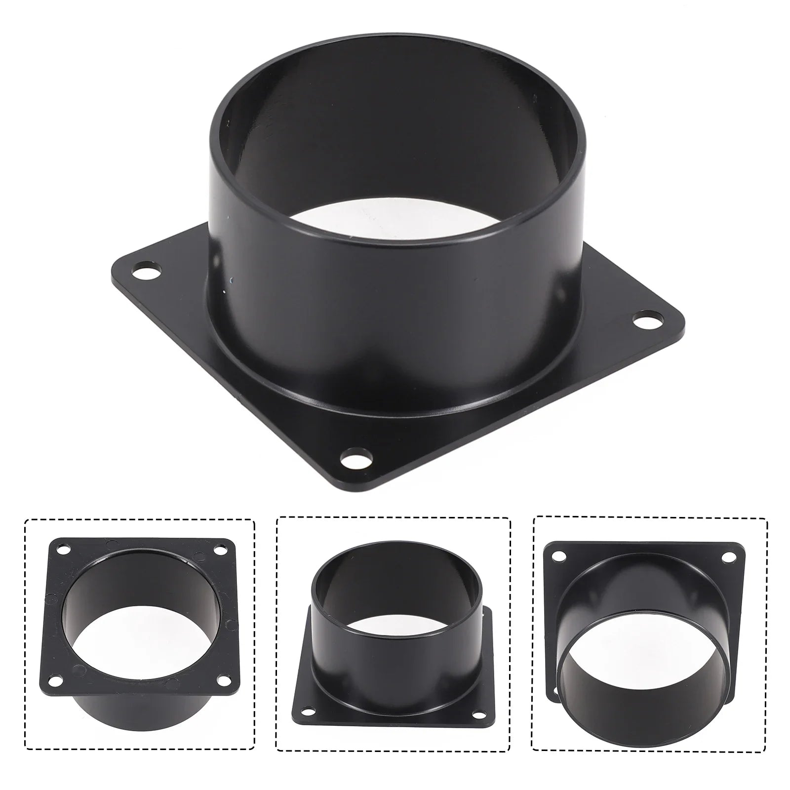 1pc Flange Connector ABS Black 75MM 100MM 120MM Smooth Small Air Resistance Indoor Ventilation Equipment Pipes Connections Qme
