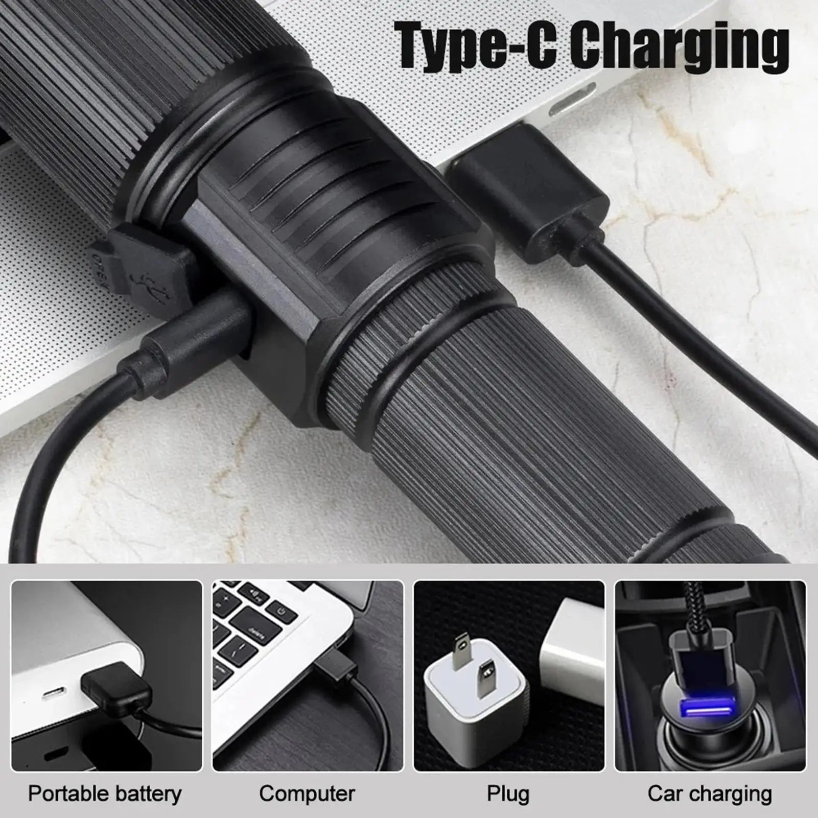 Flashlights Home Type-c Charging Torch Lamp Four-color Illumination Qme