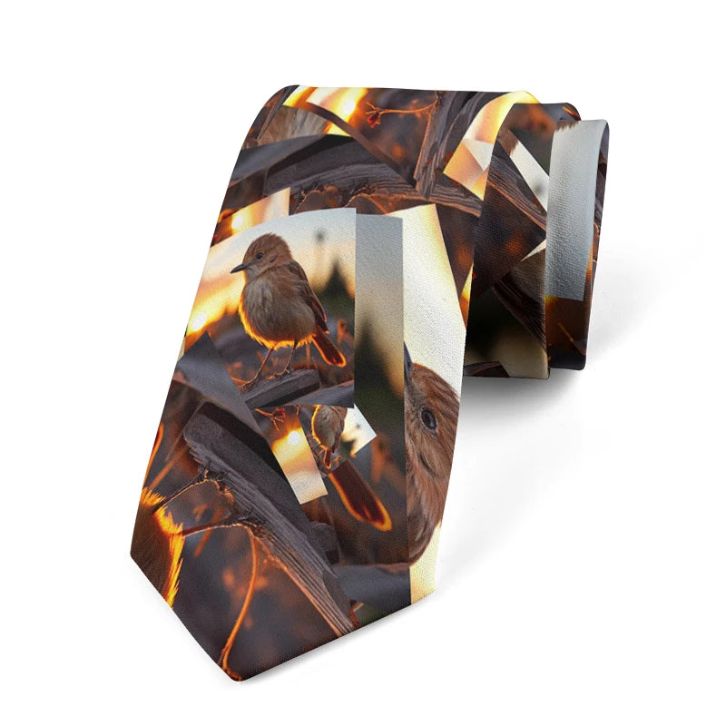 Funny Sparrow Print Tie Men Women Wide Casual Daily Business Shirt Qme style4