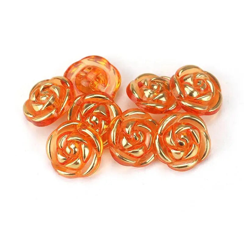Pcs Durable Acrylic Buttons in Rose Design for Clothing Crafting Qme Orange