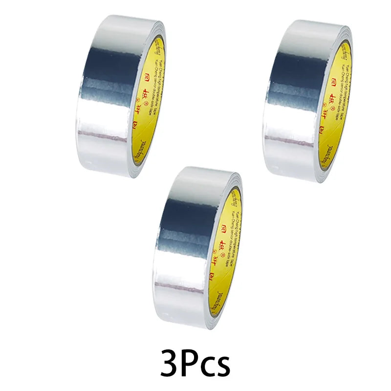 1Roll High Temperature Resistant Aluminum Foil Tape, Waterproof and Oil-proof, Flame-retardant and Sun-proof, Hand-tearable Qme 3rolls-width-28mm 10M