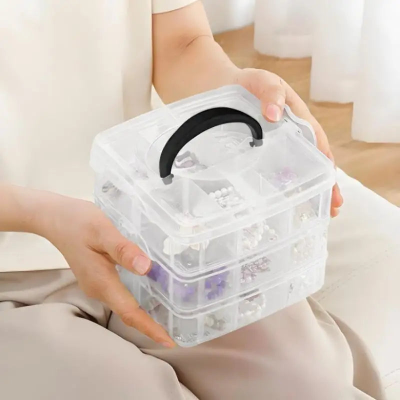 Transparent 18-Grid Stackable Compartment Slot Plastic Storage Box For Organizing Toys Jewelry Accessories Qme