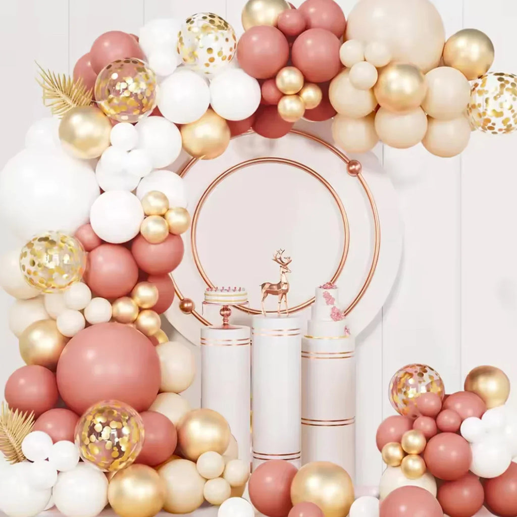 Retro Pink White Gold Balloons Garland Arch Kit Birthday Party Decoration Kids Baby Shower Wedding Party Supplies Letax Ballons Qme