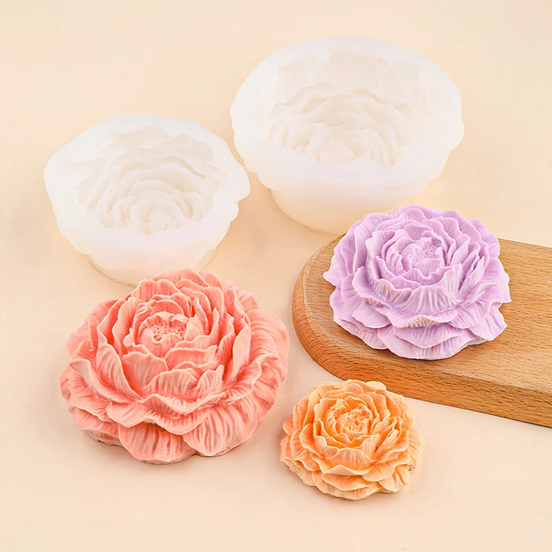 Rose Flower Mold Peony Candle Silicone Cake Chocolate Soap Qme