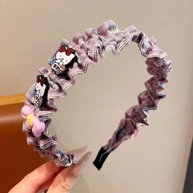 Hello Kitty Kuromi Lace Ruffled Headband Perfect Accessory Students Qme 9