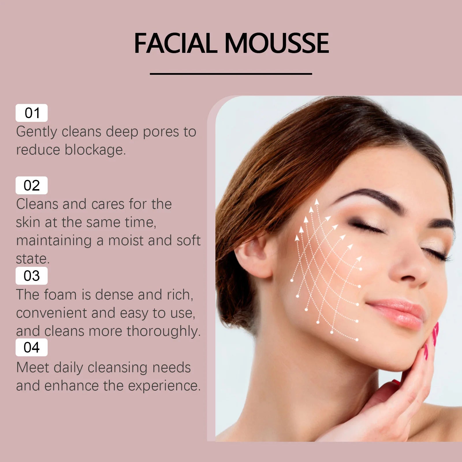 Rice Water Cleansing Mousse Oil Control Deep Cleaning Pores Moisturizing Brightening Soothing Rejuvenation Foam Face Wash Care Qme