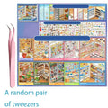 1 sticker+1 pair of tweezers creative fun collection sticker book 3D miniature scene stacking handmade DIY decorative stickers Qme A