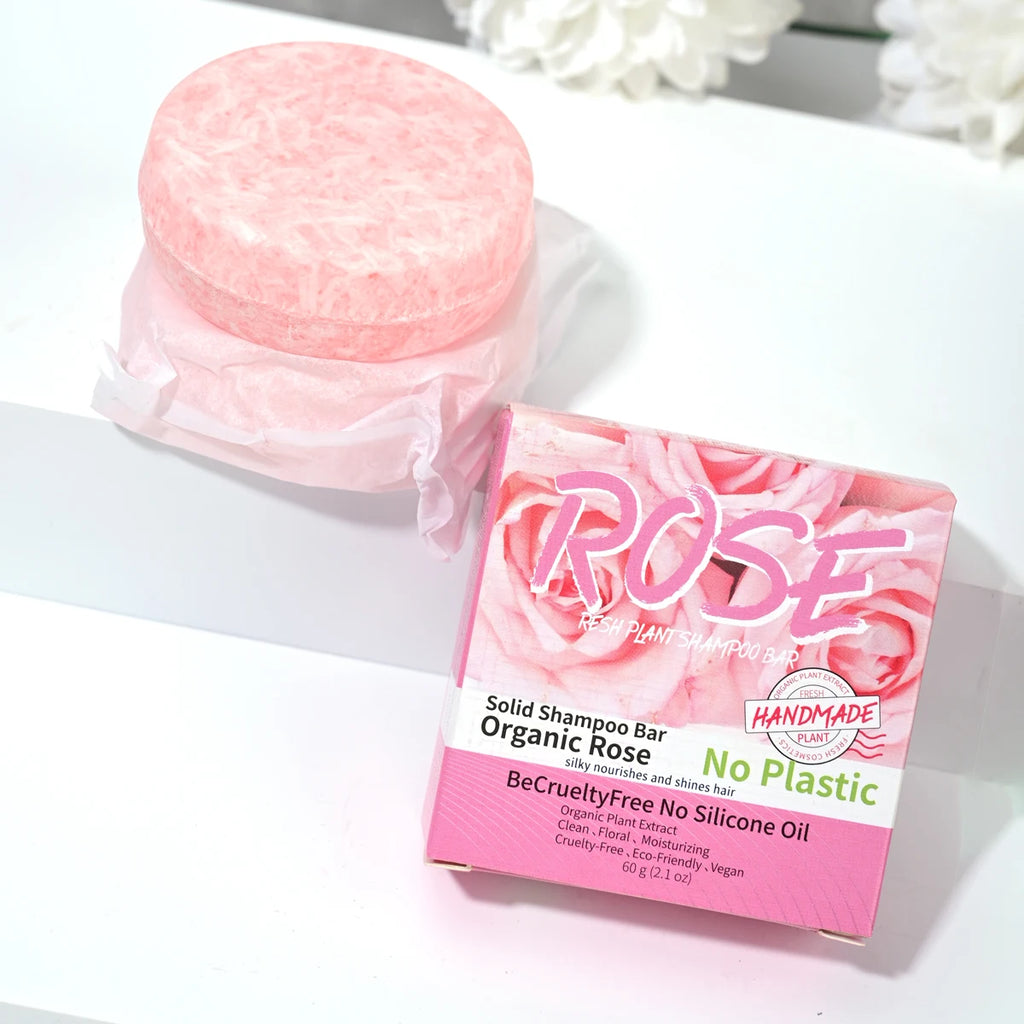 Pink Rose Shampoo Soap Essential Oil Handmade Nourishing Controlling Qme
