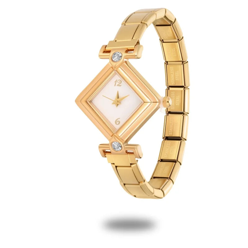 Fashion Women's Stainless Steel Square Triangle DIY Watch Bracelet