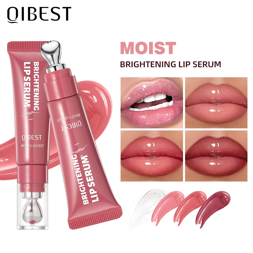 QIBEST 4 Colors Mirror Pearl Fine Shimmering Hydrating Pipe Lip Gloss Moisturizing Crystal Gloss Lip Glaze Layering Lip Makeup Qme