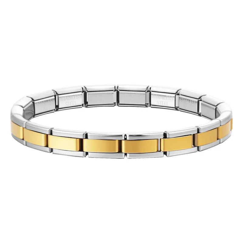 Fashion High Quality Italian Stainless Steel Bracelets For Men Women HipHop Metal Italian Modules Stretchable Gift Party Jewelry Qme Style 14-7mm