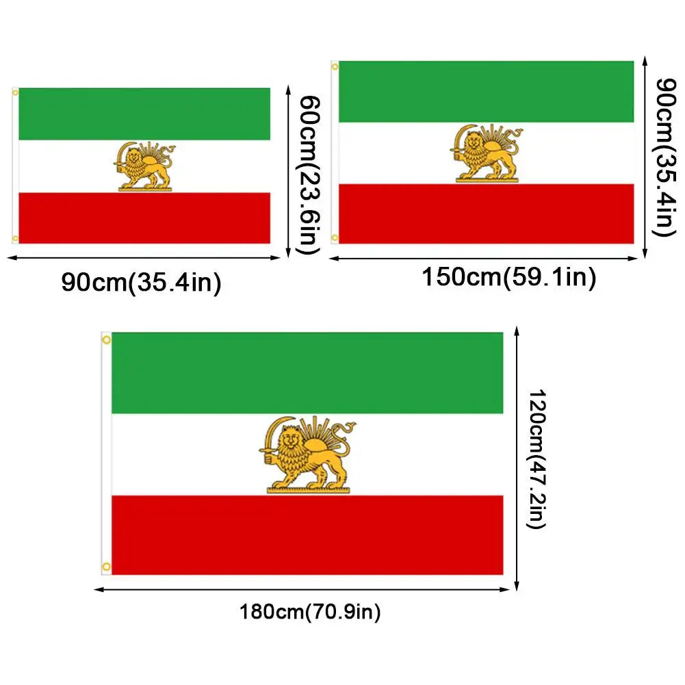Iran Flag Lion Crown Banner Pendant Pahlavi Dynasty Sun Flag Iranian Polyester Decoration Gardening Home Outdoor Decor Qme