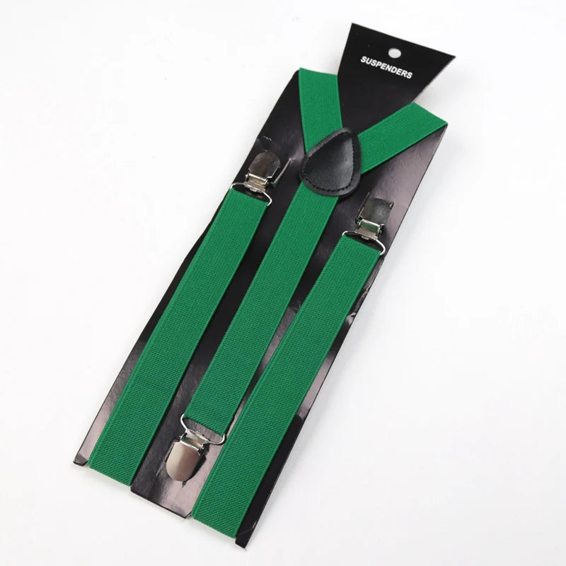 30 Colors Vintage Suspenders Men Women Adult Y Back Adjustable Straps Qme green