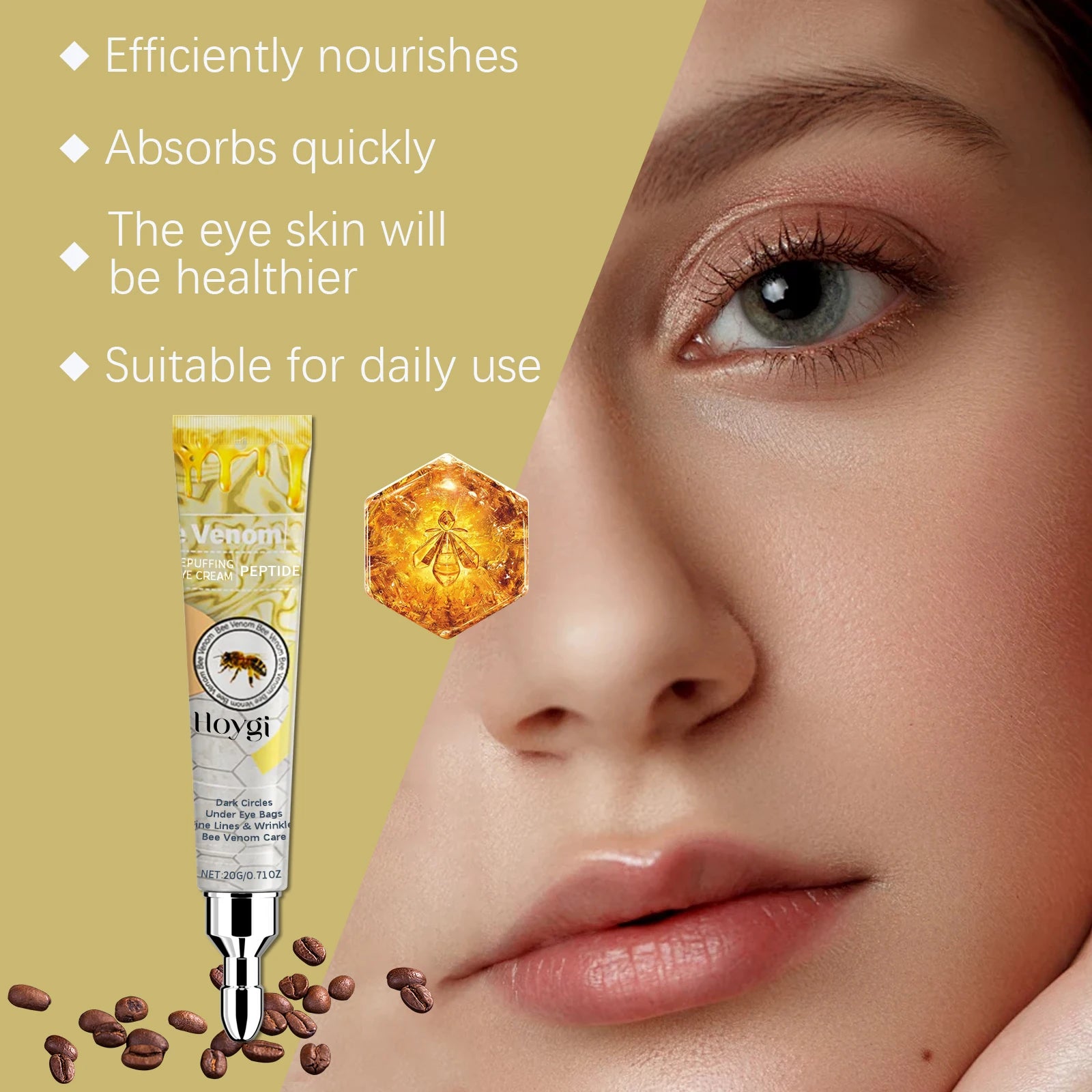 Bee Venom Eye Cream Hydrating & Firming Removal Eye Bag Anti Puffiness Fade Dark Circles Anti-Wrinkle Delicate Eye Area Care Qme