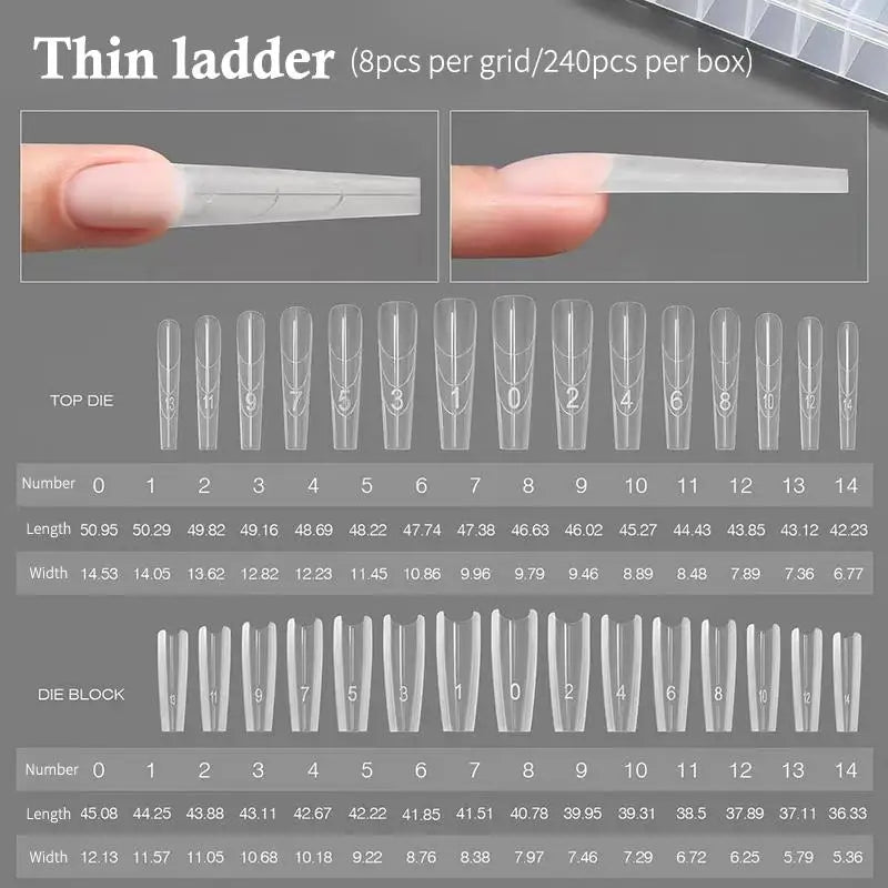 Coffin Nail Extension Forms Dual Mold Reusable DIY Acrylic Gel Qme w555
