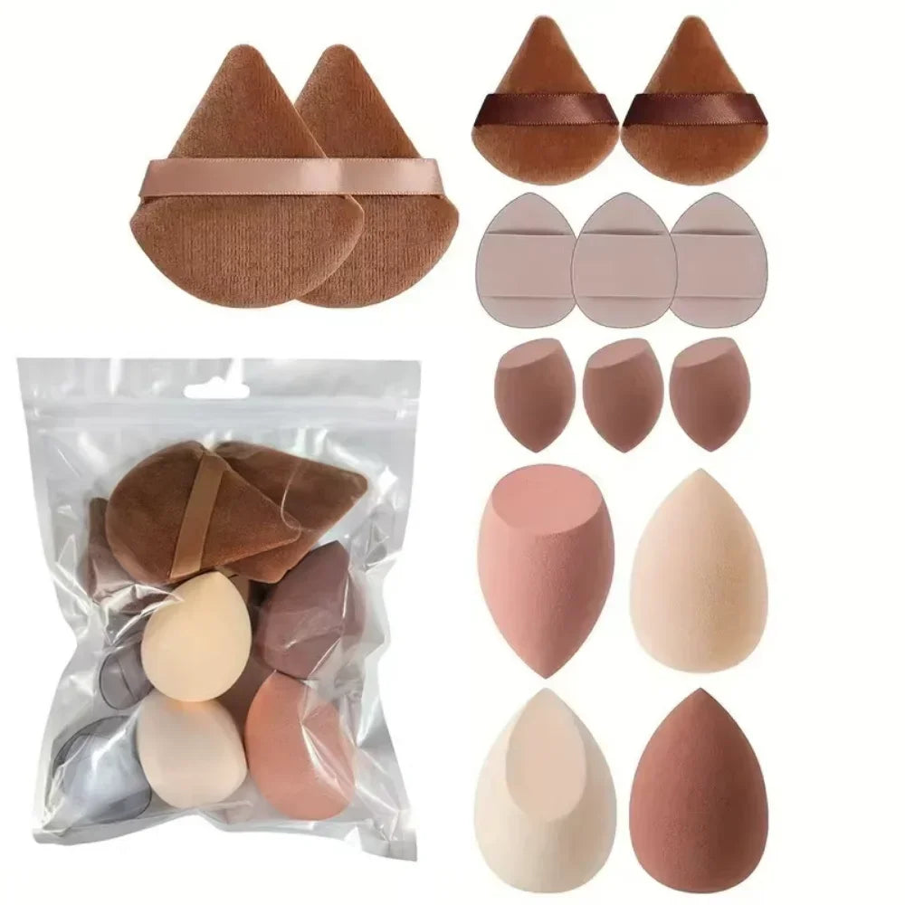 Makeup Sponge Velvet Cosmetic Blenders Finger Puff Foundation Puffs Qme 14Pcs Coffee