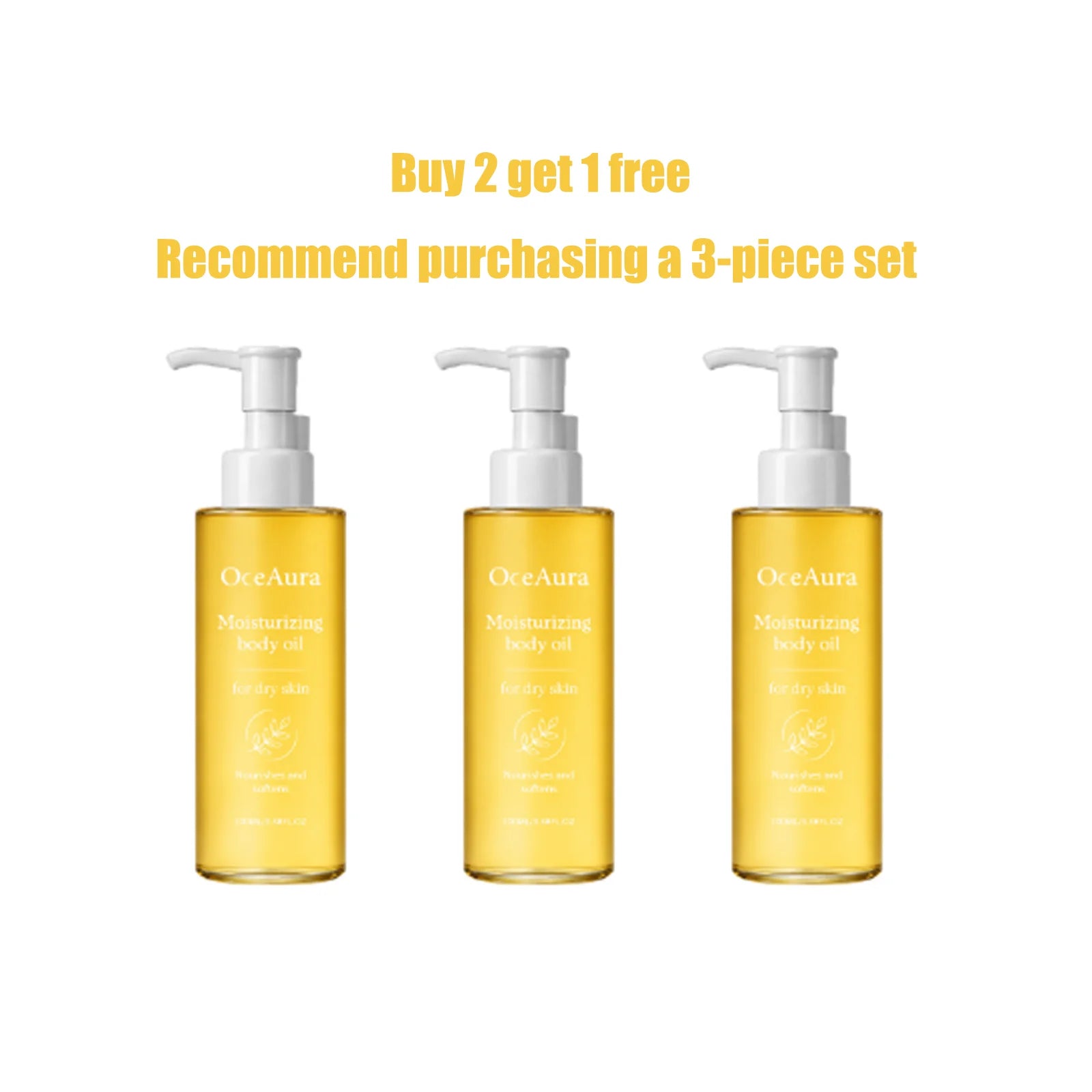 OceAura Moisturizing Body Oil Castor Seed Infused Dry Rough Skin Repair Itch Relief Non-Greasy Fast Absorbing Hydrating Lotion Qme 100mlx3