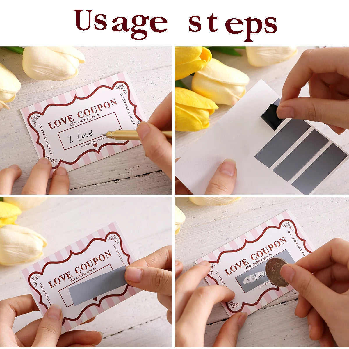 10Pcs/20Pcs Scratch Off Love Coupons, DIY Valentine's Day Love Coupons, DIY Romantic Scratch Off Couple Date Ideas, Night Cards, Qme