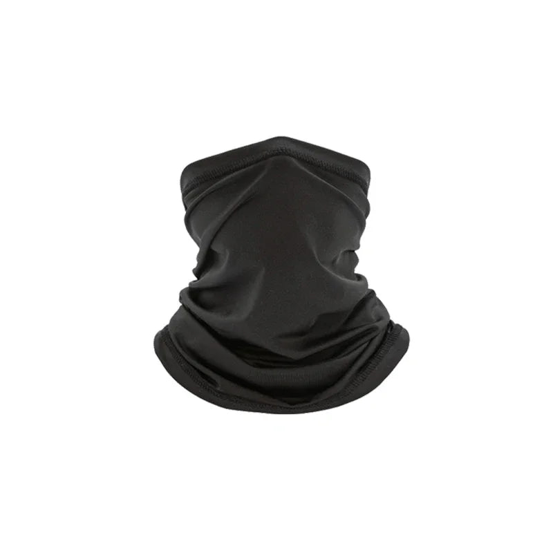 Cycling Face Mask Absorb Sweat Breathable Fishing Training Sport UV Face Scarf Neck Gaiter Summer Face Bandana Qme black