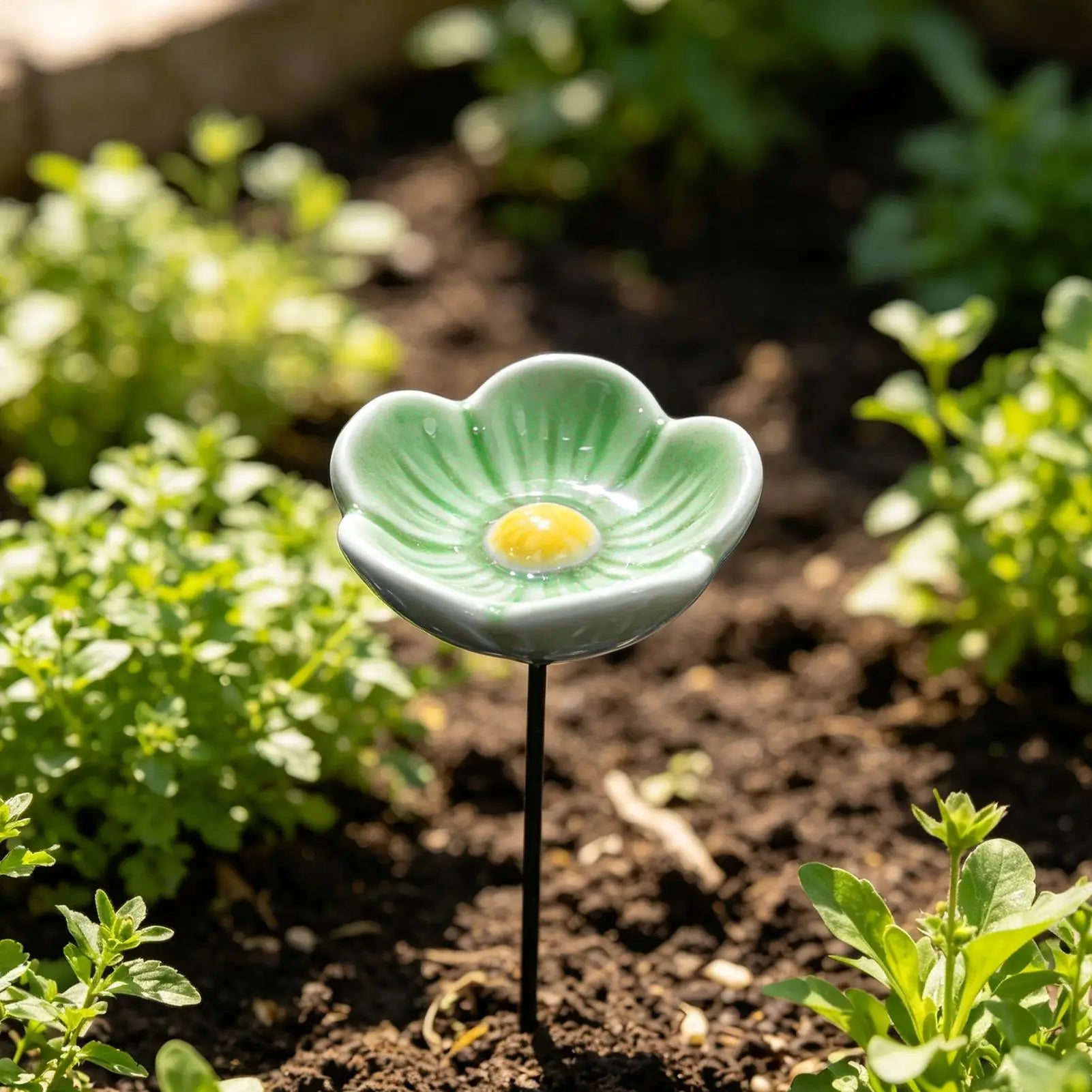 Creative Portable Bee Water Feeder Resin Flower Drinking Fountain Holder Bee Watering Station Bird Bath Stand Household Qme