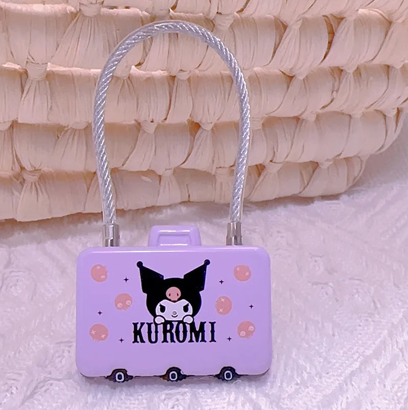 Kuromi Wire Rope Combination Lock Cute Card-Style Luggage for Home Use Small Padlocks for Student Backpacks and Helmets Qme 2