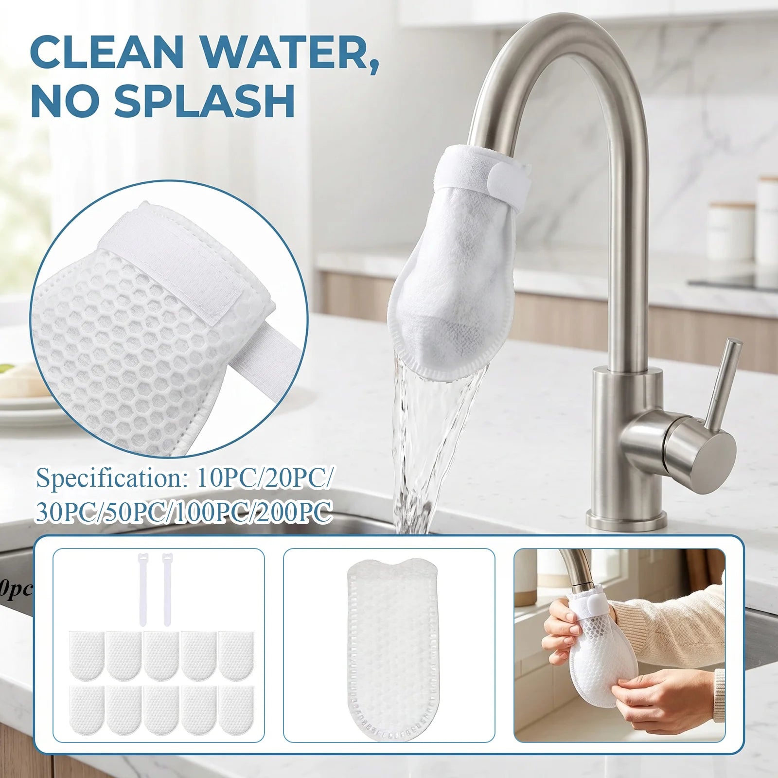 Universal Faucet Filter Cotton Anti-splash Thickened Faucet Water Filter Bag with Tap Home Water Cleaning Supplies Qme
