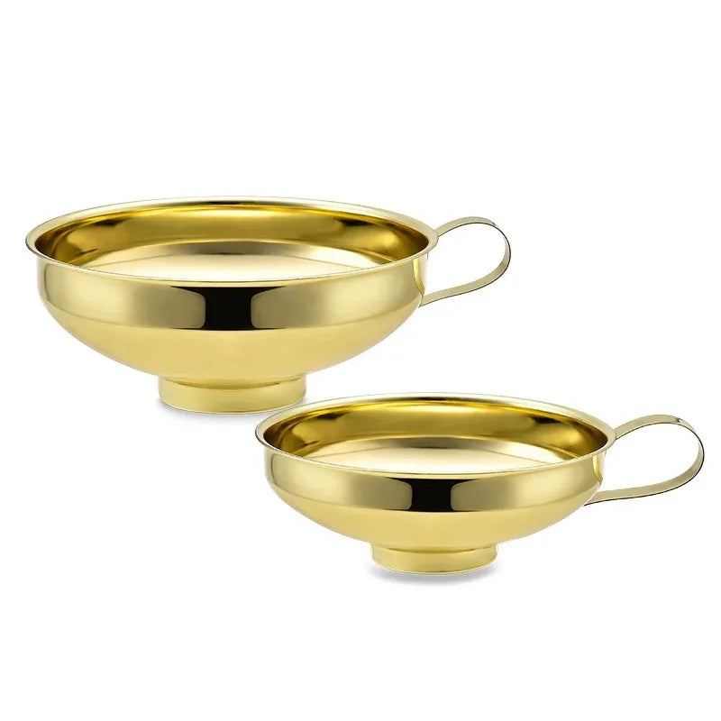 Durable Stainless Steel Kitchen Funnel Large Wide Mouth Design for Home Canning Jam Oil Liquid Pouring Daily Kitchen Use Qme Golden combination