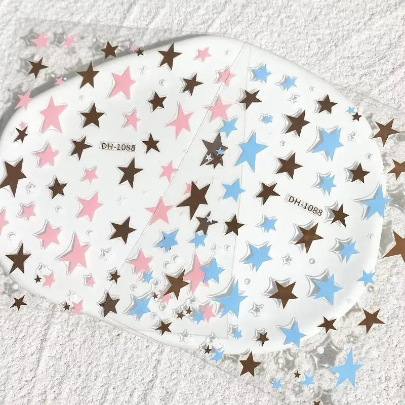 Pentagram Nail Stickers Irregular Star Decals Waterproof Adhesive DIY Qme