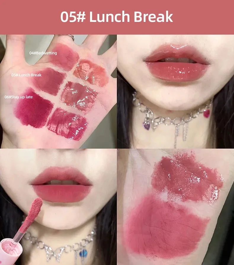 CACE Double Head Lip Gloss Sexy Red Makeup Mud Mirror Water Glaze Qme C48-5
