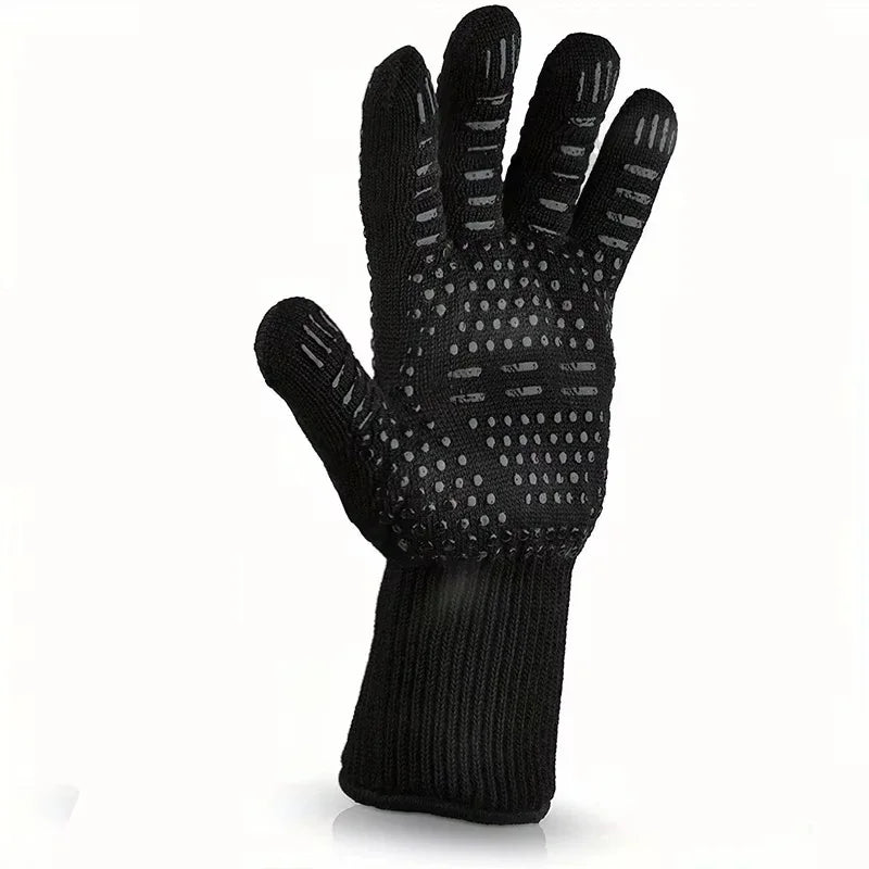One Piece BBQ Gloves High Temperature Resistance Oven Mitts 500 800 Degrees Fireproof Barbecue Heat Insulation Microwave Gloves Qme