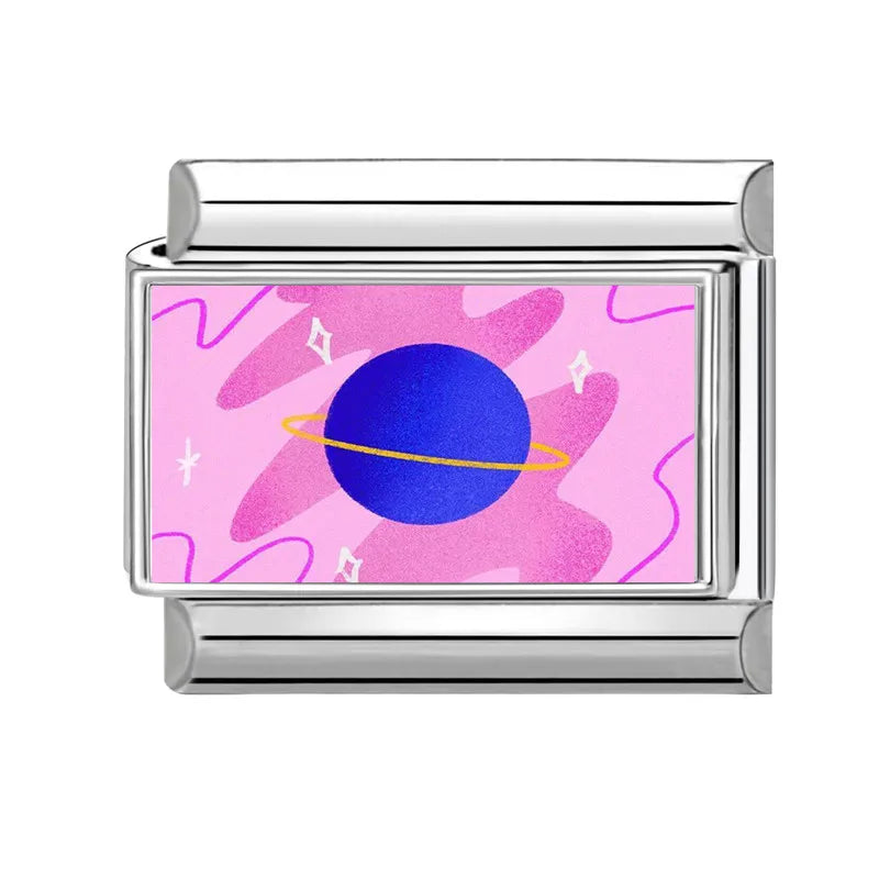 Y2K Wholesale Purple Cartoon Rabbit Planet Cat Italian Charm Link Fit 9mm Stainless Steel Jewelry DIY Making Women Bracelets Qme Style 14