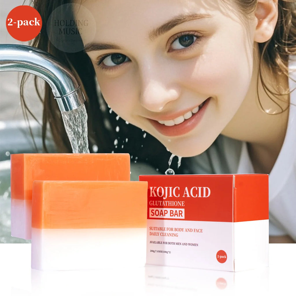 2 Packs Kojic Acid+glutathione Whitening Cleansing Soap Deep Qme QUGU 200G
