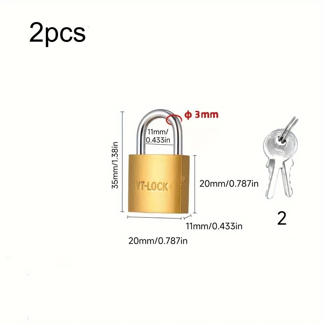 Vintage Brass Padlock, Heavy Duty Security Lock With 2 Keys, Anti-Rust, Multi-Size Options For Door, Cabinet, Luggage Qme 22mm-2pcs