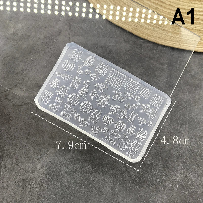 Chinese Manicure DIY UV Gel Drip Mold Retro Totem Fu Character Lucky Qme A1