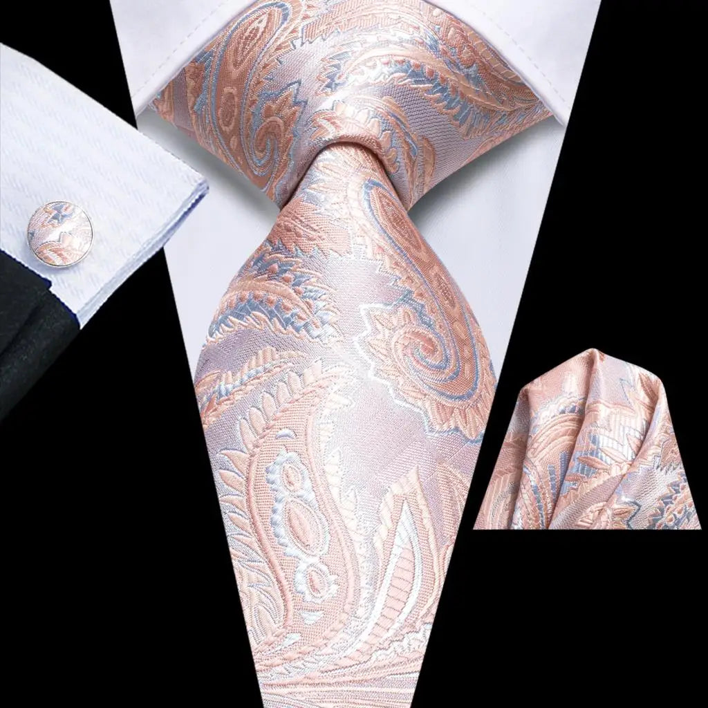 Hi-Tie Striped Navy Blue Mens Fashion Necktie Handkerchief Cufflinks for Tuxedo Accessory Classic Silk Luxury Tie for Man Gift Qme SN-3794