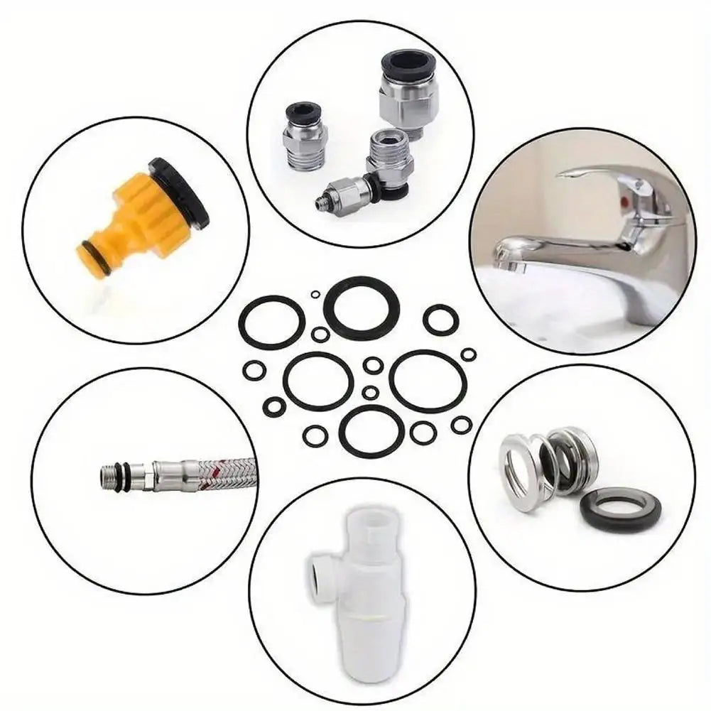 Rubber O-ring Assortment Black Sealing Gasket Faucet Automotive Air Qme