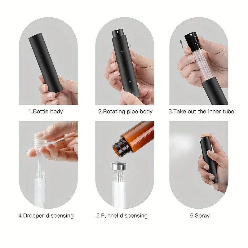 10 ml Travel Perfume Sprayer, Refillable Cologne Container, Empty Dispenser Sprayer for Mini Sprayer Size (Black Qme