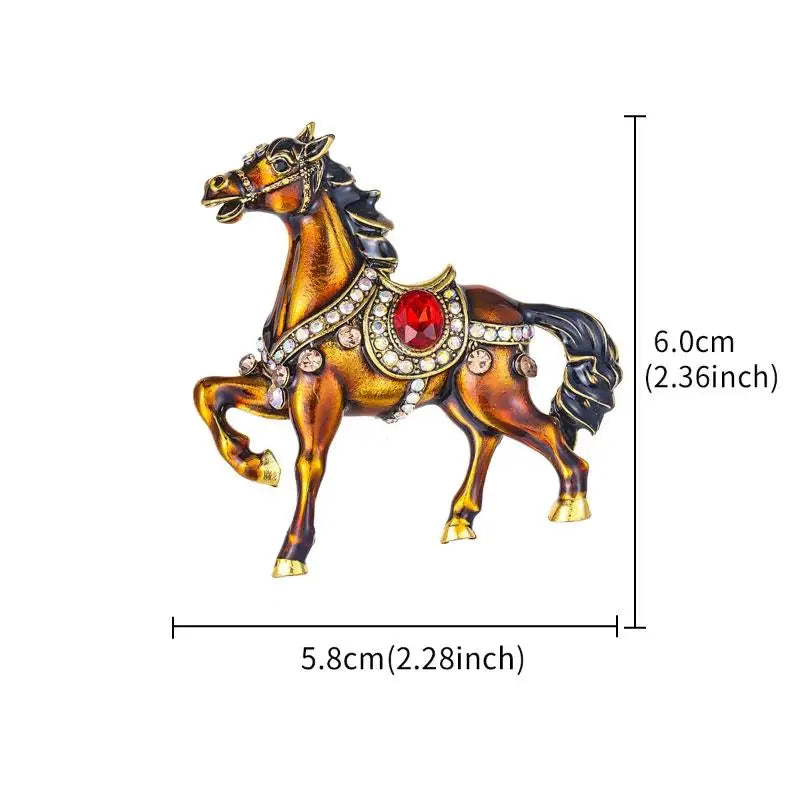 Rhinestones Pearl Alloy Horse Brooches Zodiac Pony Pins Women Men Clothing Accessories Suit Lapel Corsage New Year Gifts Qme B
