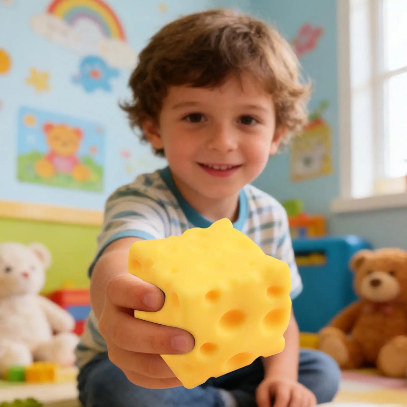 1pcs Cheese Stress Toy Cheese Shape Sensory Squeezing Fidget Antistress Toy For Kids Adults School Students Office Workers Home Qme
