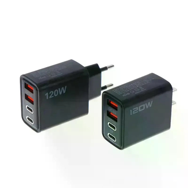 USB C 4 Port 120W Fast Charger Station Wall Adapter PD QC30 Qme